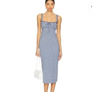 NWT Free People Lucinda Midi Dress In Indigo Combo